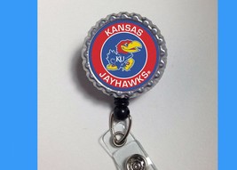 Kansas Jayhawks university  Retractable Reel ID Badge Holder nurse cna R... - £4.24 GBP