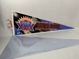 Super Bowl XXIX Full Size Pennant with Tag and Hard Cover Chargers 49ers - $12.00