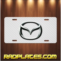MAZDA Inspired art on Simulated Carbon Fiber Aluminum License Plate Tag White - £14.29 GBP