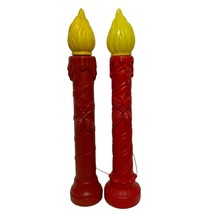 1994 Plastic Blow Mold Christmas Candle Light Yard Decor 36.5&quot; Vintage Lot of 2 - £49.45 GBP