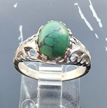 SETA 925 STERLING SILVER GREEN TURQUOISE RING SIZE 5 - $523.39 MXN