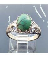 SETA 925 STERLING SILVER GREEN TURQUOISE RING SIZE 5 - $527.27 MXN
