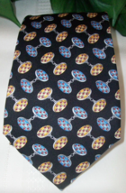 Thomas Pink Cufflinks Vintage Silk Neck Tie Pattern Navy Italy Excellent 1998 - £21.23 GBP