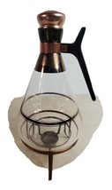 Glass Coffee Pot Carafe Cradle Candle Warmer Copper Black 9 Cup Mid Century Mod - £16.79 GBP