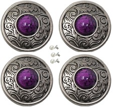 4 Screw Back Conchos Western Saddle Bridle Tack 1-1/4&quot; Conchos Purple Co593 - $29.69