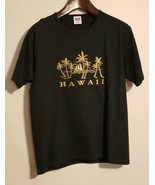 Embroidered Hawaii T Shirt, Womens Medium Vintage gold thread. ANVIL made in USA - $19.79