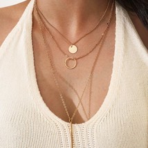 Layered Necklace Double Layer Simple Temperament Love Zircon Chain Necklace Mode - £10.09 GBP