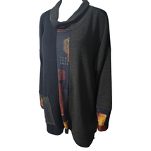 NEW Ali Miles Textured Ribbed Color Block Print Cowl Neck 3/4 Sleeve Tunic 3X - £33.16 GBP