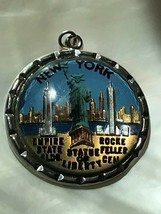 Vintage Large Silvertone Round Bubble w Empire State Statue of Liberty New York  - £8.35 GBP