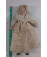 vintage porcelain cream dress small doll 9 inch  need cleaning - £11.68 GBP