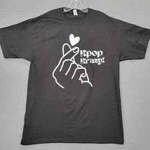  T-Shirt Kpop Krazy Men Size L Black White Trendy Graphic Short Sleeve C... - £11.50 GBP