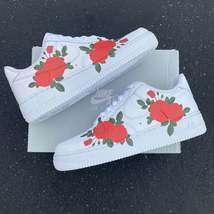 Custom Nike Air Force 1 Red Rose - Men&#39;s And Women&#39;s Shoes - £207.70 GBP
