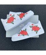 Custom Nike Air Force 1 Red Rose - Men&#39;s And Women&#39;s Shoes - $259.00