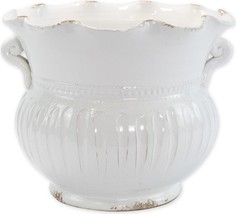 Planter Vase VIETRI Tuscan Italian Scalloped Large White Ceramic H - £361.06 GBP
