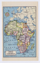 1951 Vintage Miniature Map 6&quot; X 3 3/4&quot; Of Africa British French Colonies - £18.04 GBP