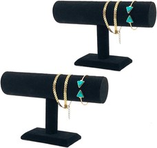 2 Pack Black Velvet T-Bar Jewelry Display Stands US SELLER FAST SHIPPING - £14.15 GBP