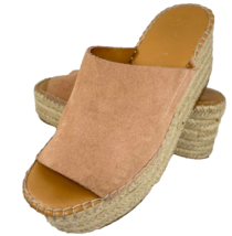 Splendid Laura Suede Leather 6.5 M Rope Wedge Heel Slip On Sandal Peach - £36.76 GBP