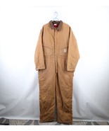 Vtg 80s Carhartt Mens 46T Distressed Quilt Lined Coveralls Bibs Duck Bro... - £86.74 GBP