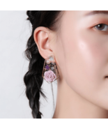 Purple Rose Resin Earrings | Gold Foils Pearl - £30.02 GBP