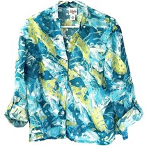 Ladies Sheer Blouse Ruby Rd Favorites Shell Buttons Turquoise Green Women&#39;s 14P - £10.99 GBP