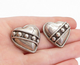 MEXICO 925 Sterling Silver - Vintage Love Heart Hollow Dome Earrings - EG2476 - £52.88 GBP