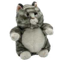 RUSS Prudence Tabby 8&quot; Grey White Plush Stripe Fat Cat Stuffed Animal - $9.99