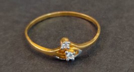 22K Yellow Gold 0.10Ct Cubic Zirconia Diamond Engagement Hallmark Ring 6 1/4 - £157.88 GBP