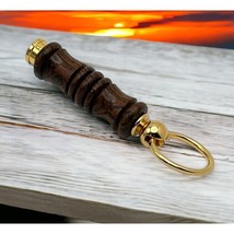 Zebra Wood Key Ring Gold Tone Vintage Keychain - $11.95