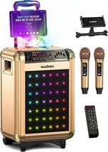 MASINGO Karaoke Machine w/ 2 Wireless Mics &amp; Disco Lights – Portable System - $87.29