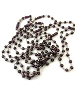 Vintage 60&quot; Beaded Continuous Strand Necklace, Purple &amp; Silver Beads - $10.38 CAD