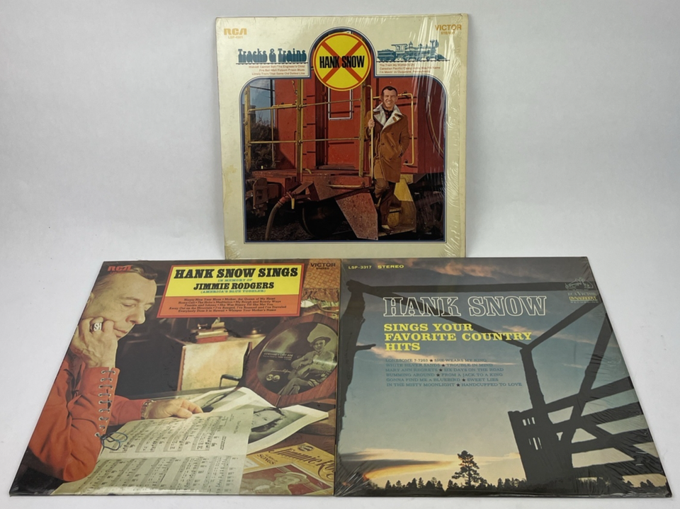 3 x HANK SNOW - Tracks &amp; Trains - In Memory of Jimmy Rodgers + LP Vinyl ... - $23.75