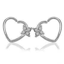 Heart Flower Earrings Cartilage Piercing CZ Daith Helix Lobe Annealed  - Pair - £11.16 GBP