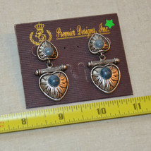 New NOS Premier Designs Vintage jewelry drop dangle heart pierced earrings - £7.73 GBP