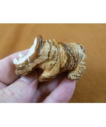 (Y-RHI-734) tan RHINO rhinoceros gemstone FIGURINE carving I love baby r... - $324.44 MXN