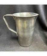 Vintage Silver Tone Aluminum Pitcher W/Spout Lip, Handle &amp; Ribbed Design... - £11.55 GBP