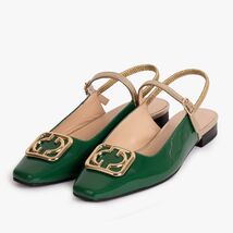 The Rosalinda Green Patent Leather Women Flat Slingback Sandal image 2