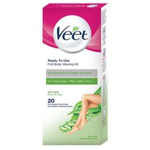 Veet Ready To Use Full Body Waxing Kit Dry Skin 20 Wax Strips, Buy 2 Get 1 Free - £9.27 GBP