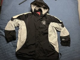 NFL Las Vegas Oakland Raiders Men’s Puffer Jacket XL Black &amp; Silver - £31.16 GBP