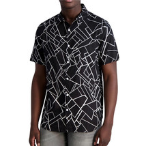 Karl Lagerfeld Paris Men&#39;s Short Sleeve Geometric Print Button Shirt Black White - £46.50 GBP