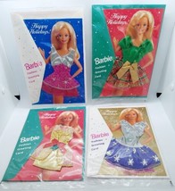 4 Different Barbie Fashion Greeting Card Happy Holidays 1995 Mattel w/ Outfit - $29.69