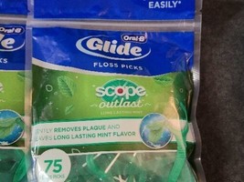 2 Bags Oral B Complete Outlast Glide Dental Floss Picks Scope Mint 75-ct... - £13.15 GBP