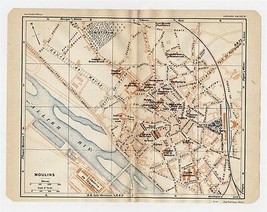 1930 Original Vintage City Map Of Moulins / Allier / France - $26.01