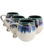 Meritage Lexington 4 Piece 20 Ounce Stoneware Two Tone Mug Set in Blue M... - $69.49