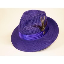 Men's Summer Spring Braid Straw style Hat by BRUNO CAPELO JULIAN JU914 Purple image 4