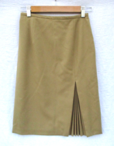 Talbots Skirt 2P 2 Petite Wool Italian Fabric Accordion Kick Pleat Camel Brown - £15.22 GBP