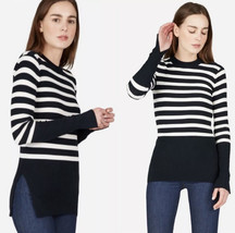 Everlane The Breton Ribbed Sweater Striped Knit Top XS Navy &amp; Off White - £22.06 GBP