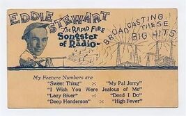 Eddie Stewart The Rapid Fire Songster of Radio Ad Card 1920's - $24.80