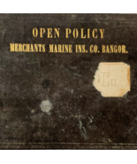 1880s Merchants Marine Insurance Open Policy Agent Book Bangor Maine Sig... - €60,05 EUR