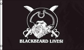 BLACK BEARD LIVES pirate 3 X 5 FLAG FL743 banner wall PIRATES HAT &amp; SWOR... - £5.26 GBP