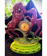 Stallion &amp; Colt Ceramic w/Mechanical wind-up Mantle/Table Clock - $88.11